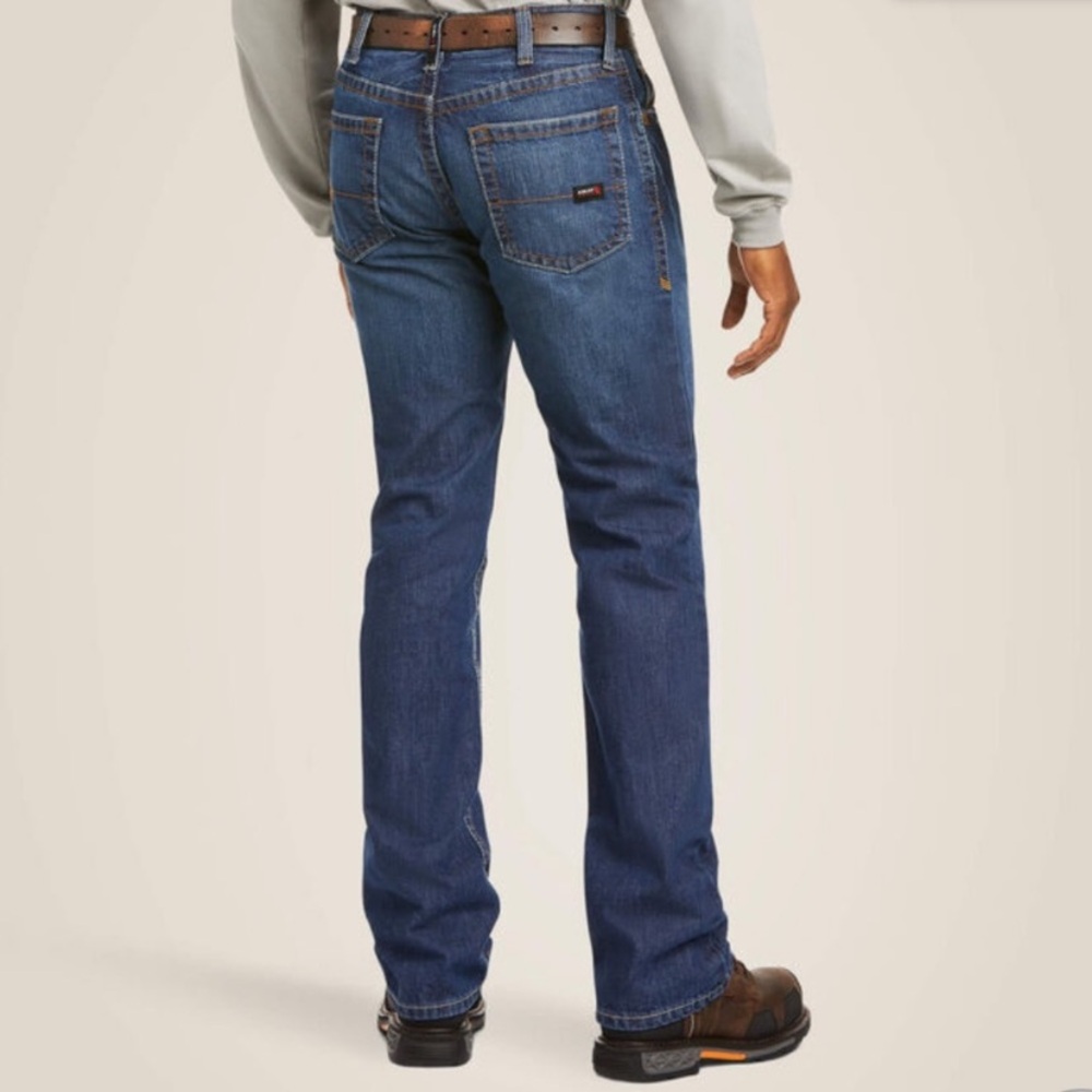 M4 Ariat FR Relaxed Boot Cut Jeans Flame Resistant 40x34 Lightly Worn Dark Wash✨